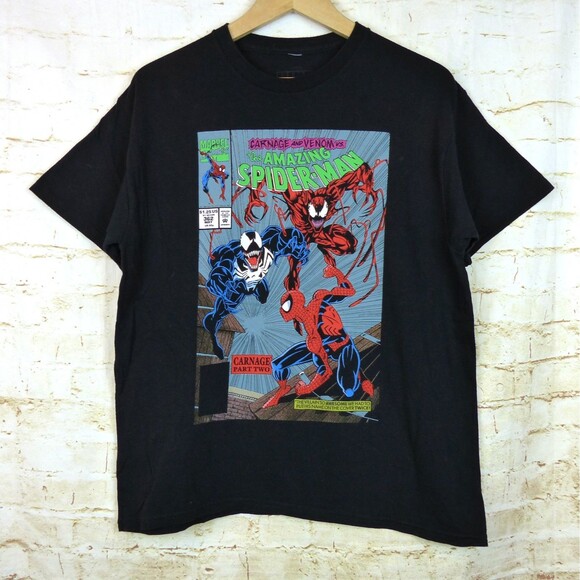 Marvel Spider-Man Carnage Venom Comic T Shirt Mens L Black Superhero Graphic Tee - Picture 2 of 7